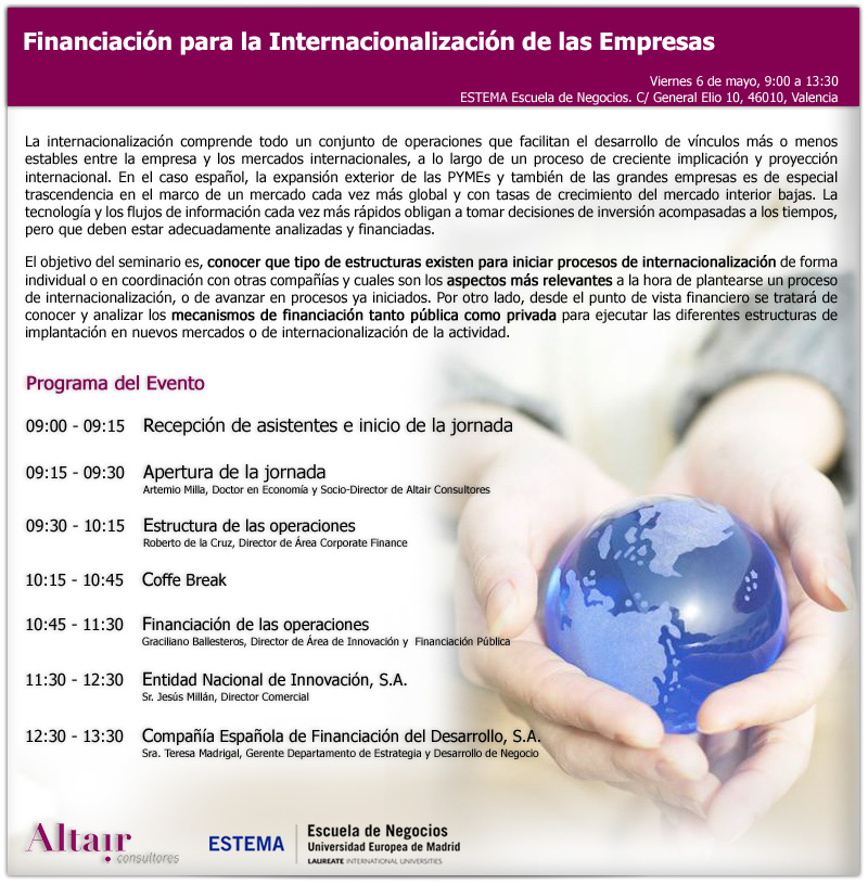 Jornada: Financiación para la Internacionalización de las Empresas