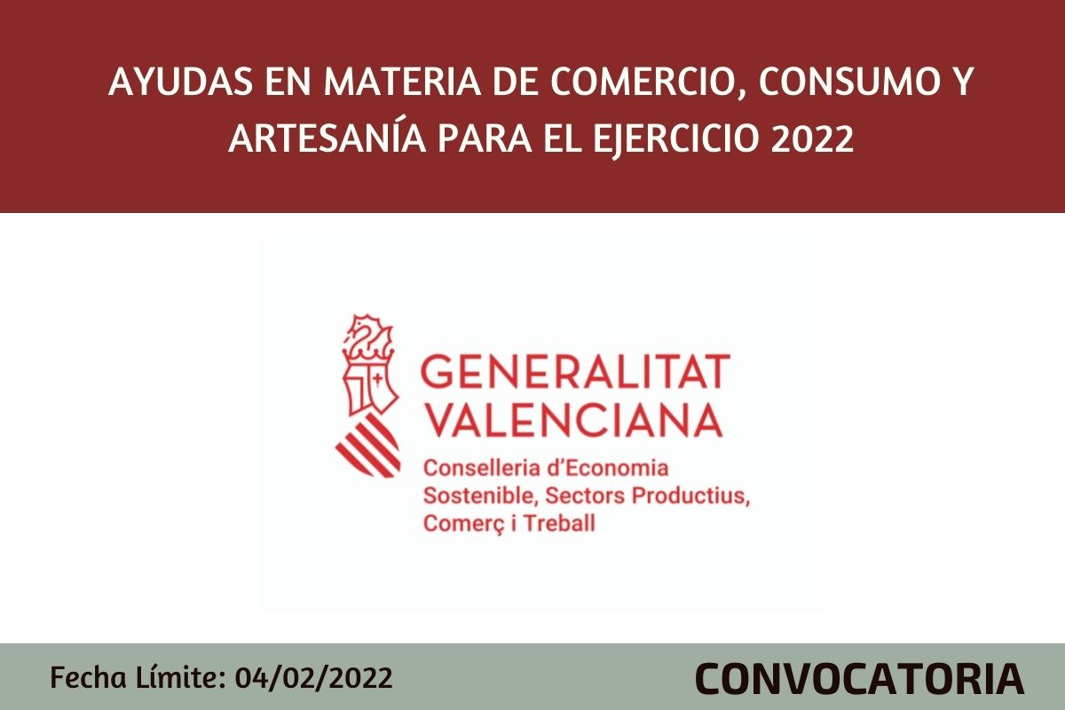Ayudas en materia de Comercio, Consumo y Artesanía para el ejercicio 2022