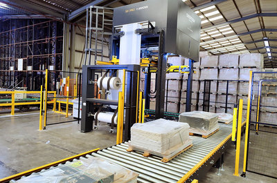 Grespania automatiza su final de l�nea para picking cer�mico con Stretch Hood de Innova