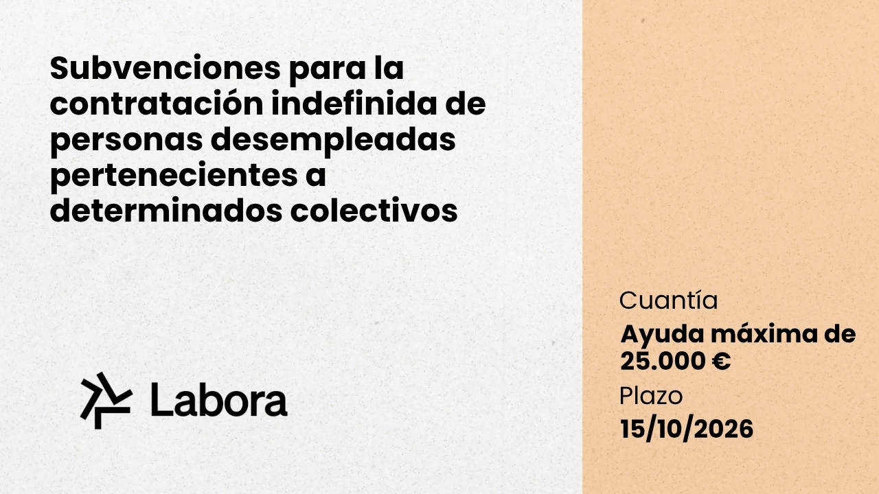 Subvenciones para la contratación indefinida de personas desempleadas pertenecientes a determinados colectivos