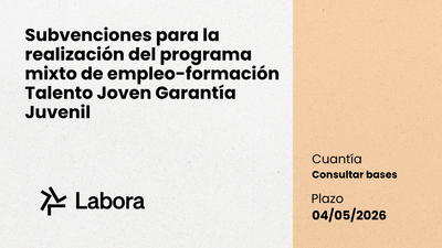 Subvenciones Talento Joven Garant�a Juvenil 2026