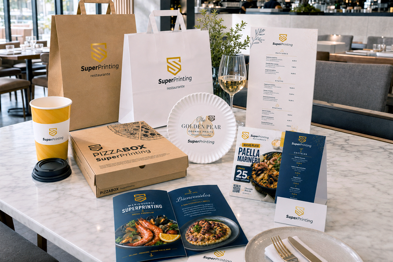 Materiales de imprenta para restaurantes personalizados