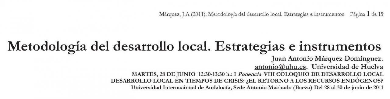 Metodología de desarrollo local