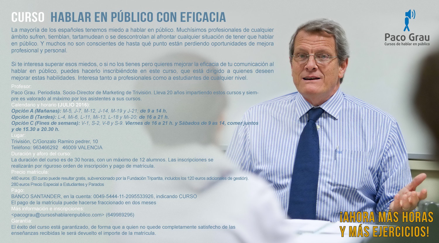 EN JULIO, CURSOS INTENSIVOS DE VERANO PARA APRENDER A HABLAR EN PÚBLICO