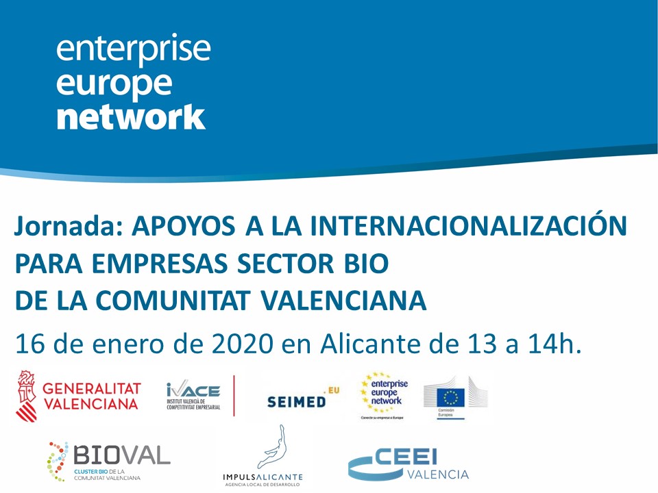 Jornada Apoyos a la Internacionalización para Empresas del Sector BIO de la Comunitat Valenciana