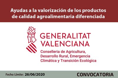 Ayudas a la valorización de los productos de calidad agroalimentaria diferenciada de la Comunitat Valenciana
