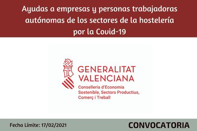 PLAN RESISTIR: Ayudas a empresas y personas trabajadoras autnomas de los sectores de la hostelera por la Covid-19