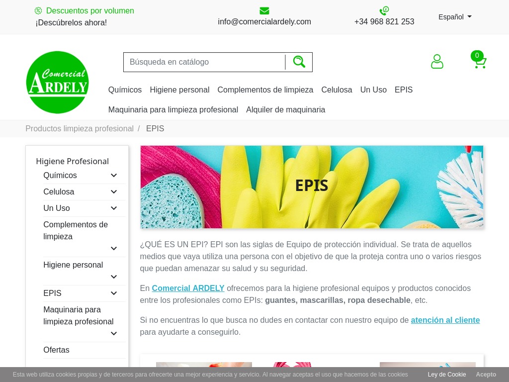 EPIS para profesionales de la limpieza y la desinfeccin.