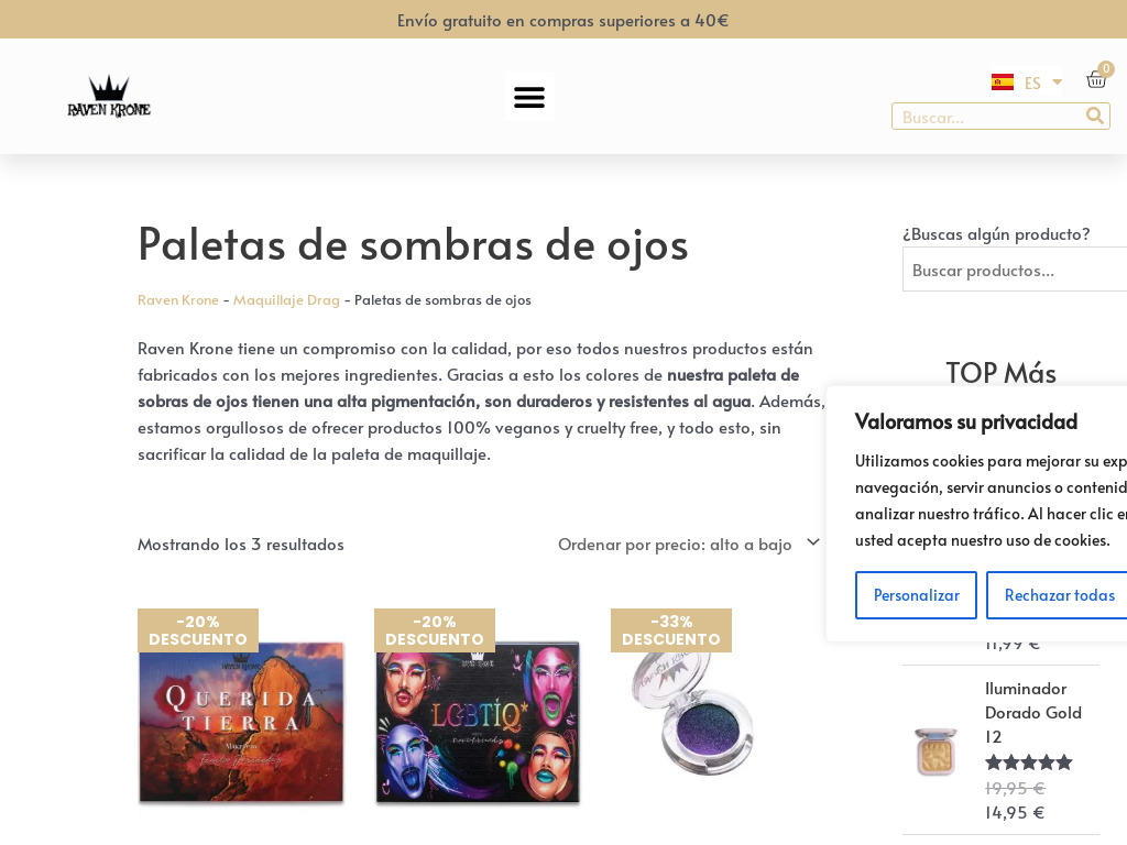 Paletas de sombras de ojos. Compra online | Raven Krone